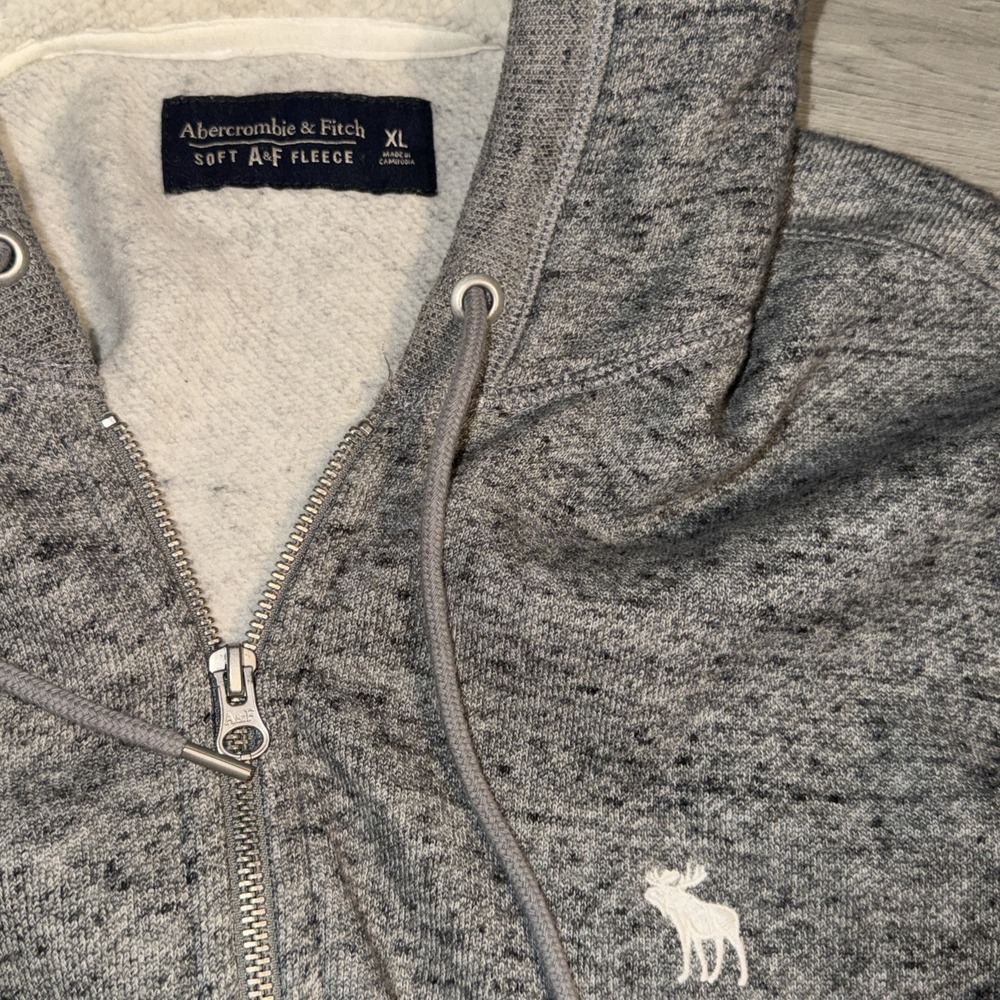 Abercrombie & Fitch Sherpa Lined Full Zip Hoodie XL Gray A&F Fleece Jacket